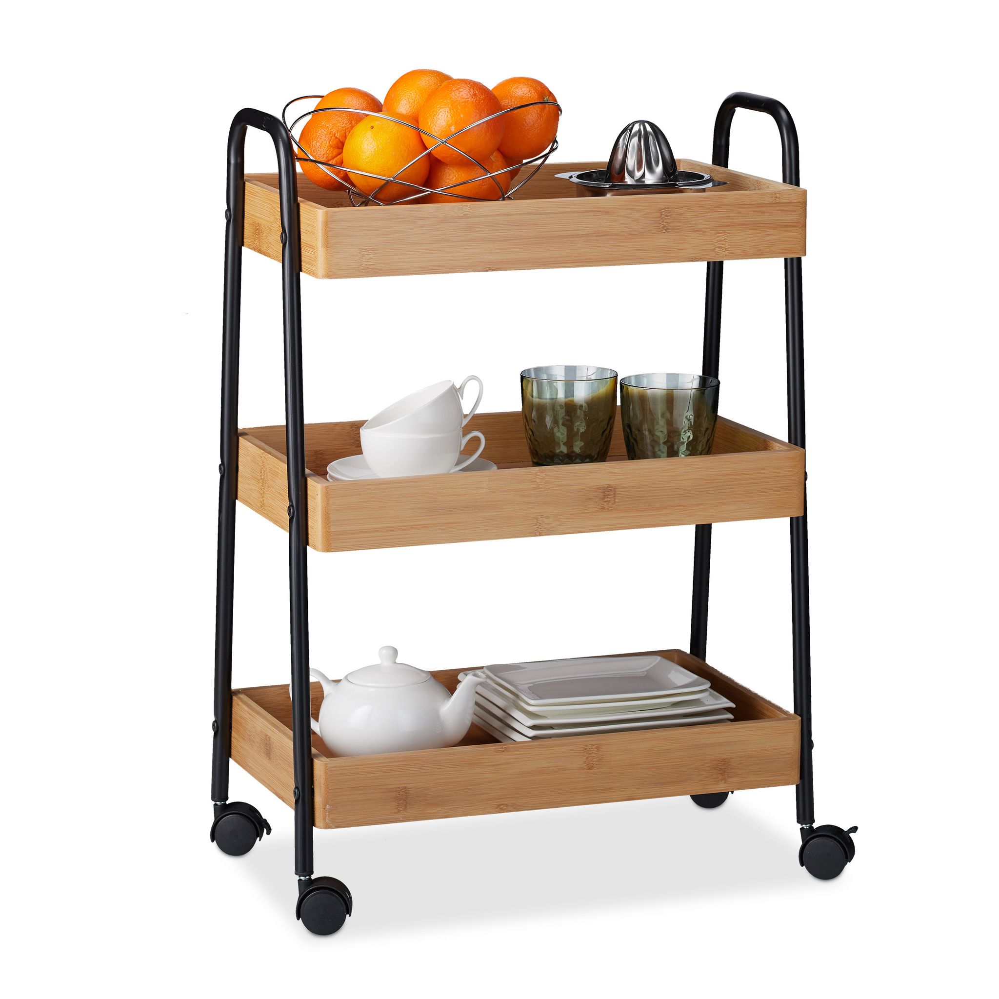 RELAXDAYS Servierwagen Stahl/Bambus 49.5 cm Braun - Image 3