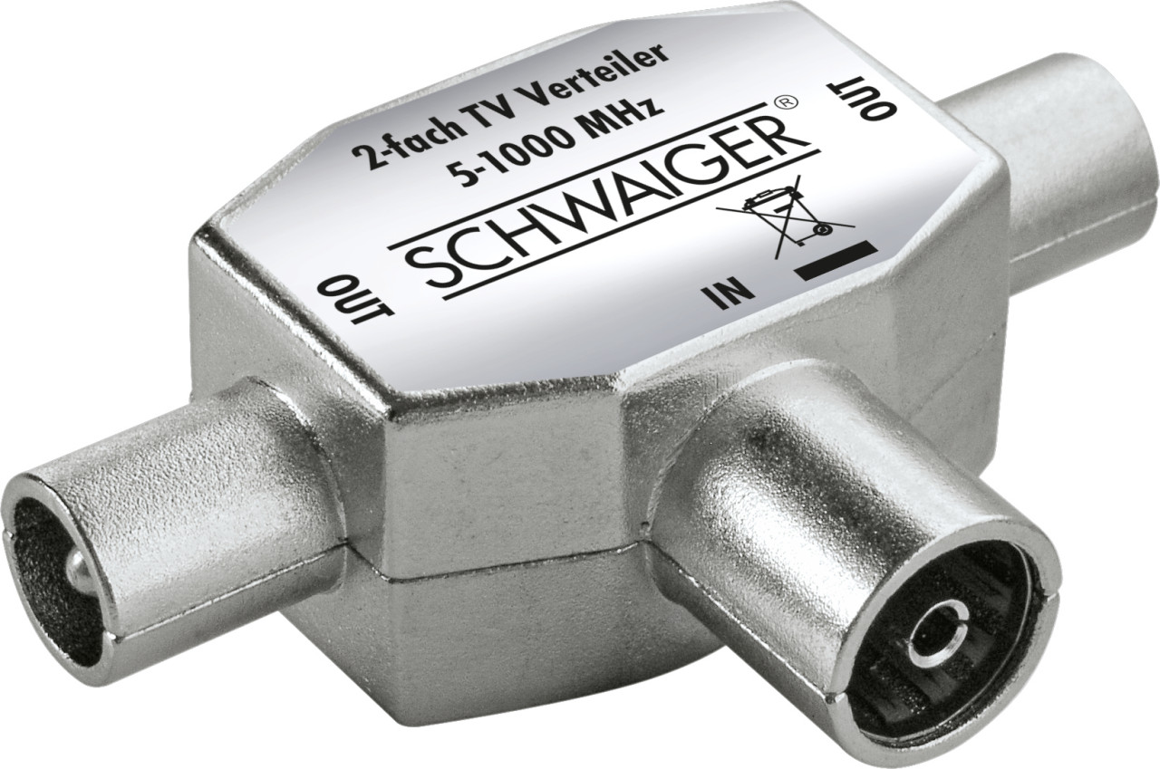 Anschlussverteiler Asv42 531 Metall Silber 1xiec Buchse 2xiec Stecker - Schwaiger