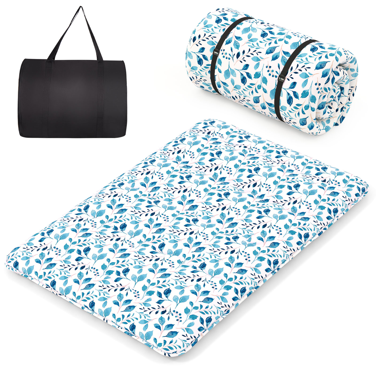 Costway - Matelas Futon Portable Pliable, Matelas Futon Japonais 140 X 200 Cm, Housse Lavable,d'invités(vert)