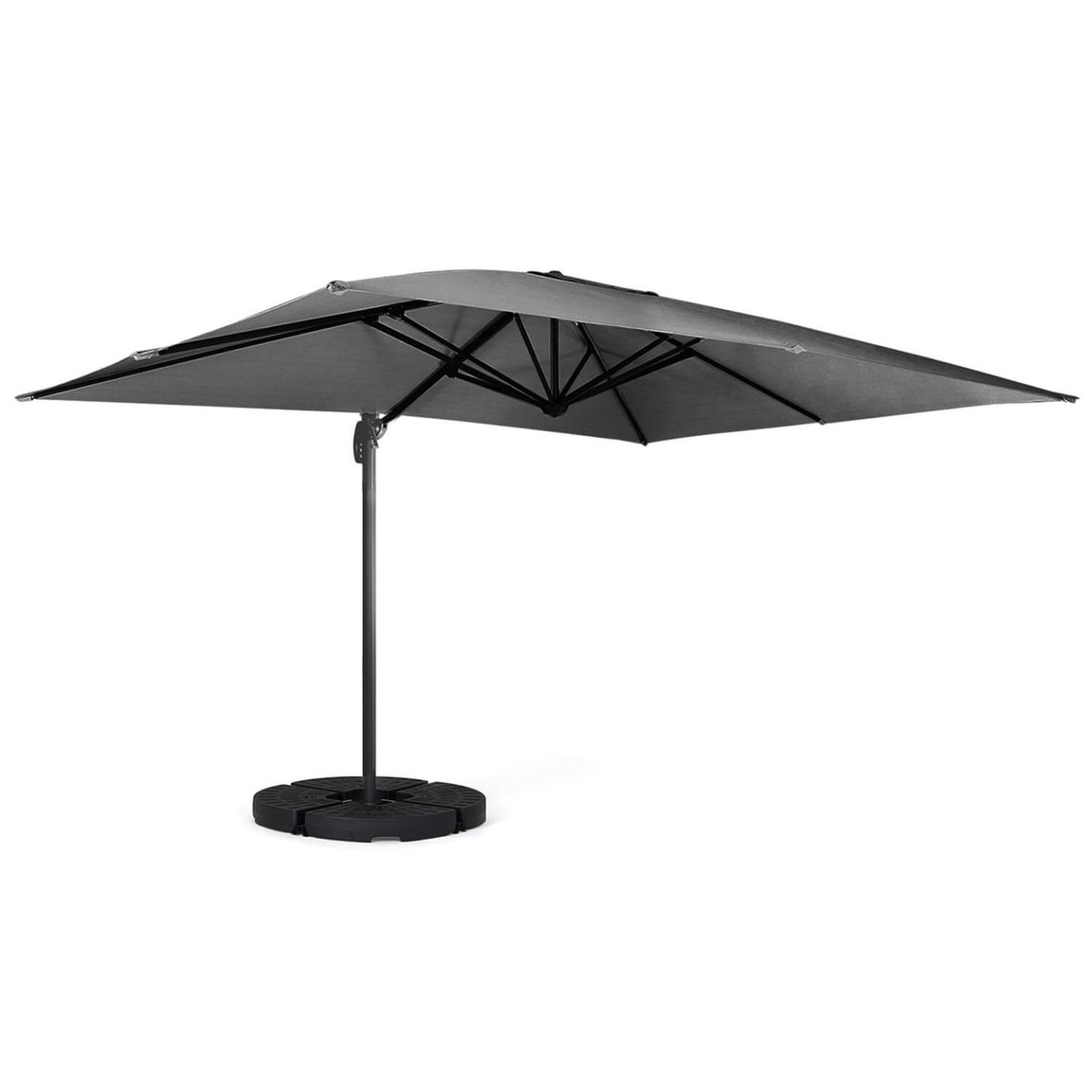 Idmarket – Parasol Déporté Inclinable Rotatif 360° Gris 3x3 M – 4