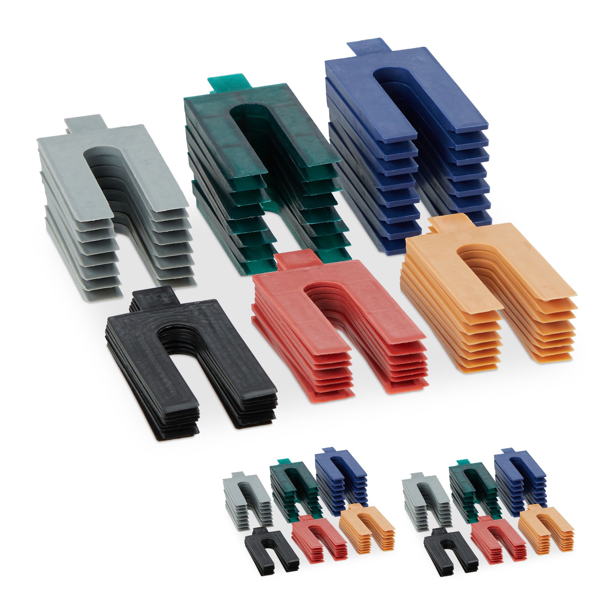 Relaxdays 288 X Plastic Spacers/glazing Packers, 1–6 Mm (6 Sizes), Assorted Colours