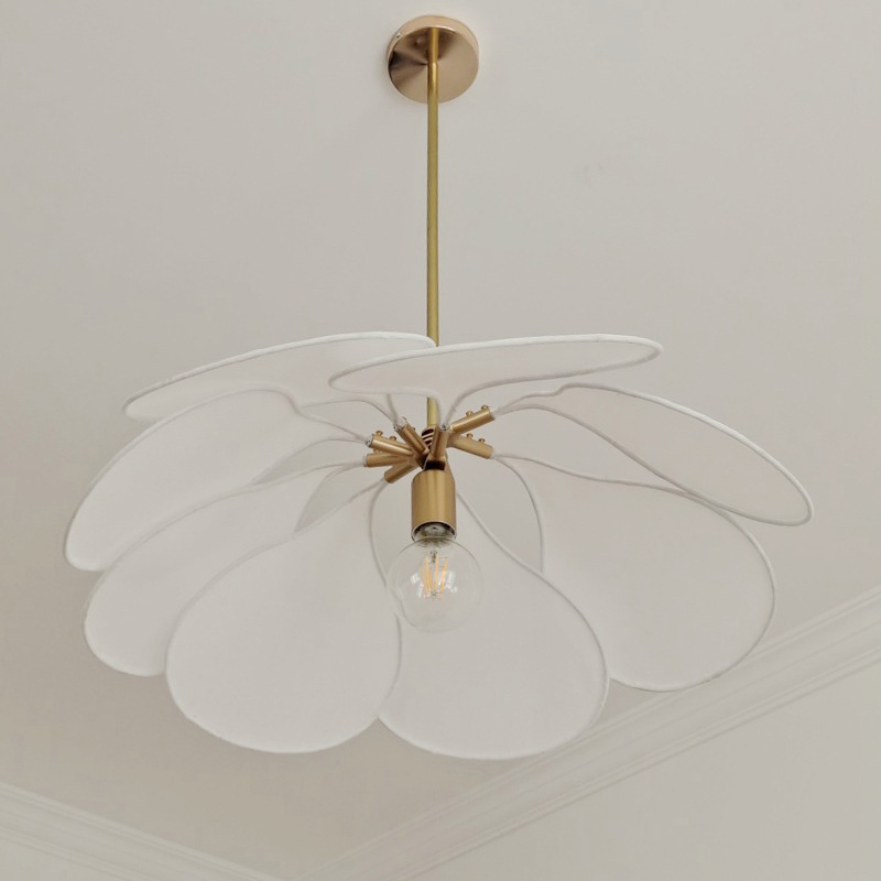 Suspension Pétales En Métal Blanc – Lustre Réglable 50 Cm – Éclairage