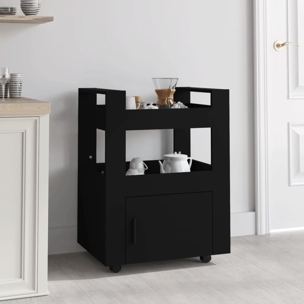 Vidaxl Schwarz Küchenwagen 60X45x80 Cm Holzwerkstoff