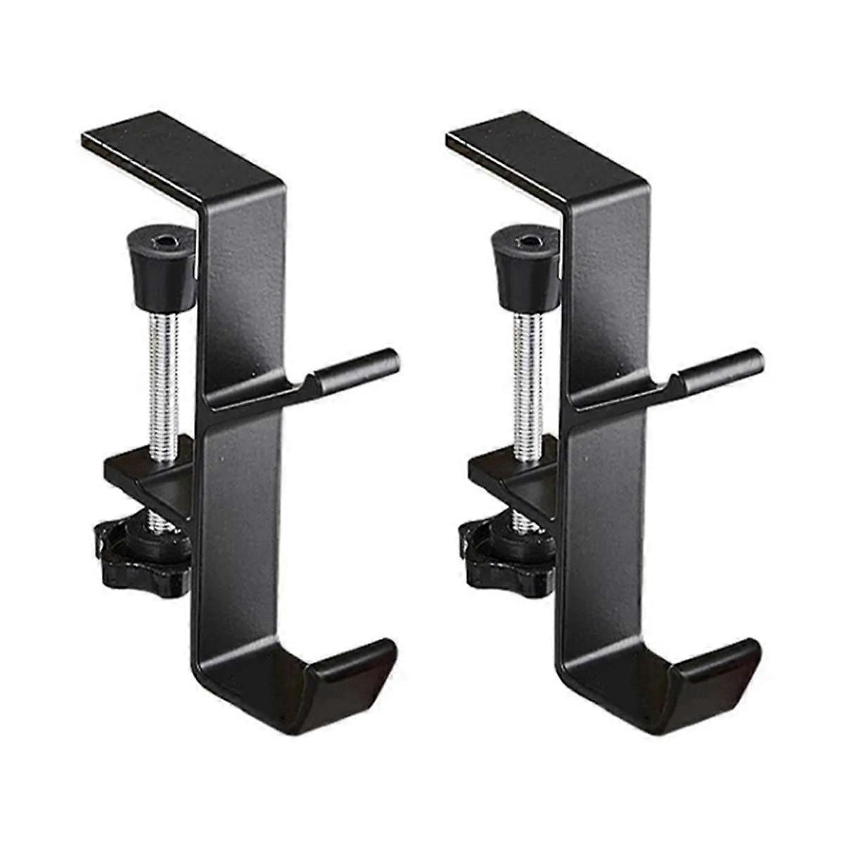 Crochet de table adhésif en aluminium, pour sacs et manteaux, lot de 2, noir