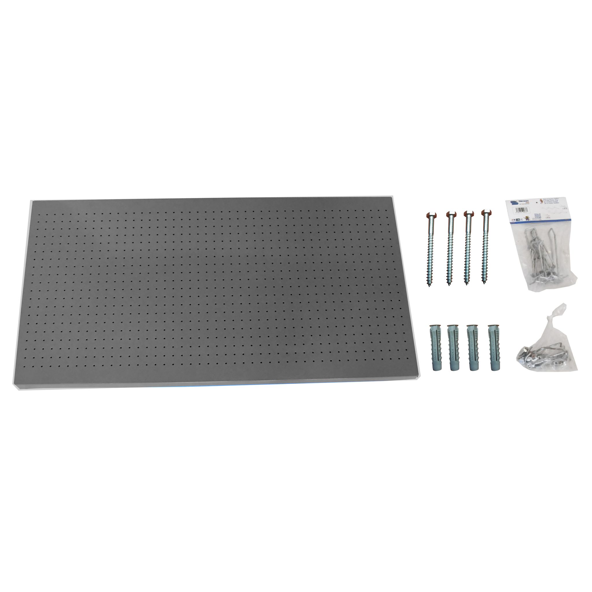 Panneau mural perforé porte-outils 150x40 cm, 17 crochets, gris, lot de 17