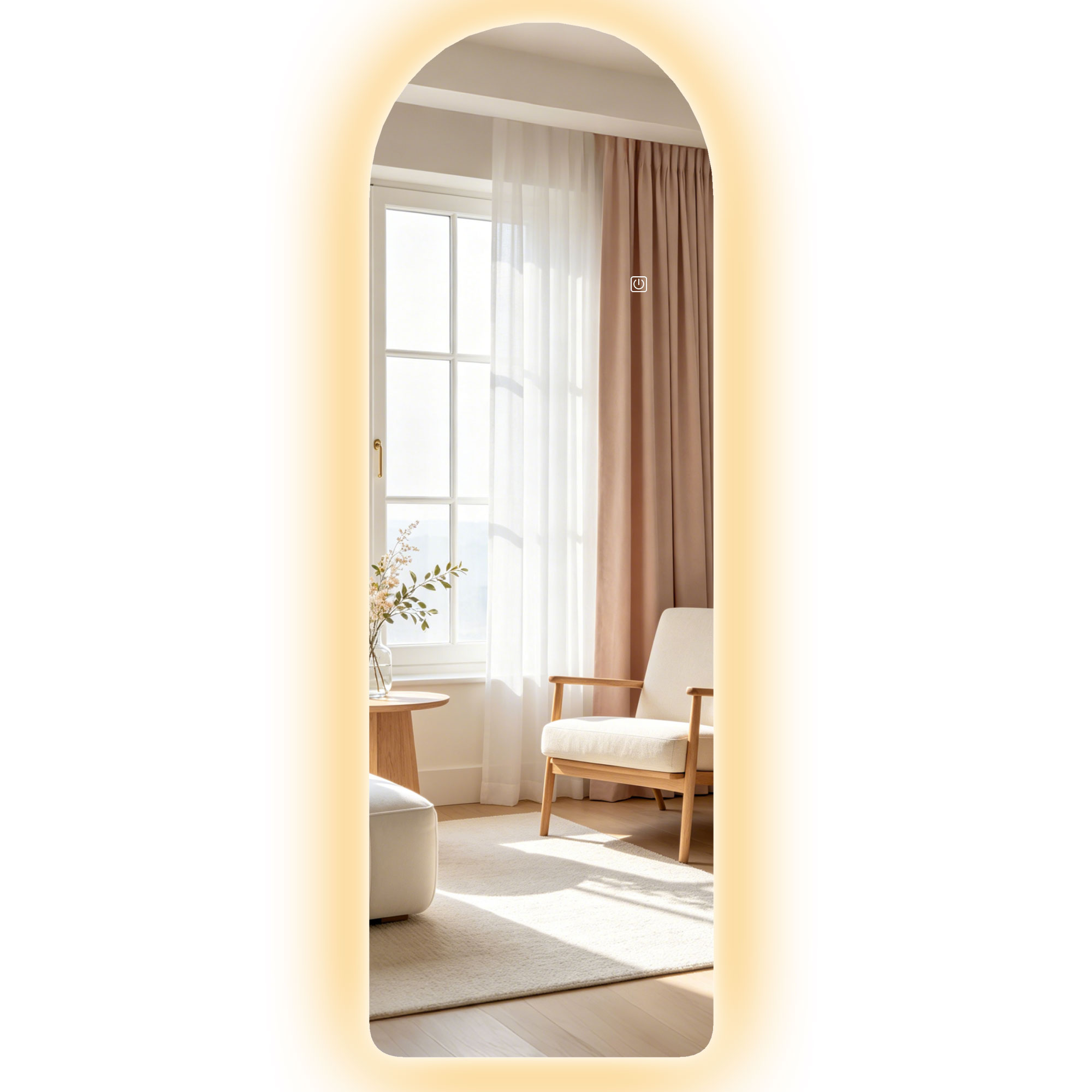 Miroir Mural Arqué Avec Éclairage Led Réglable Et Commande Tactile