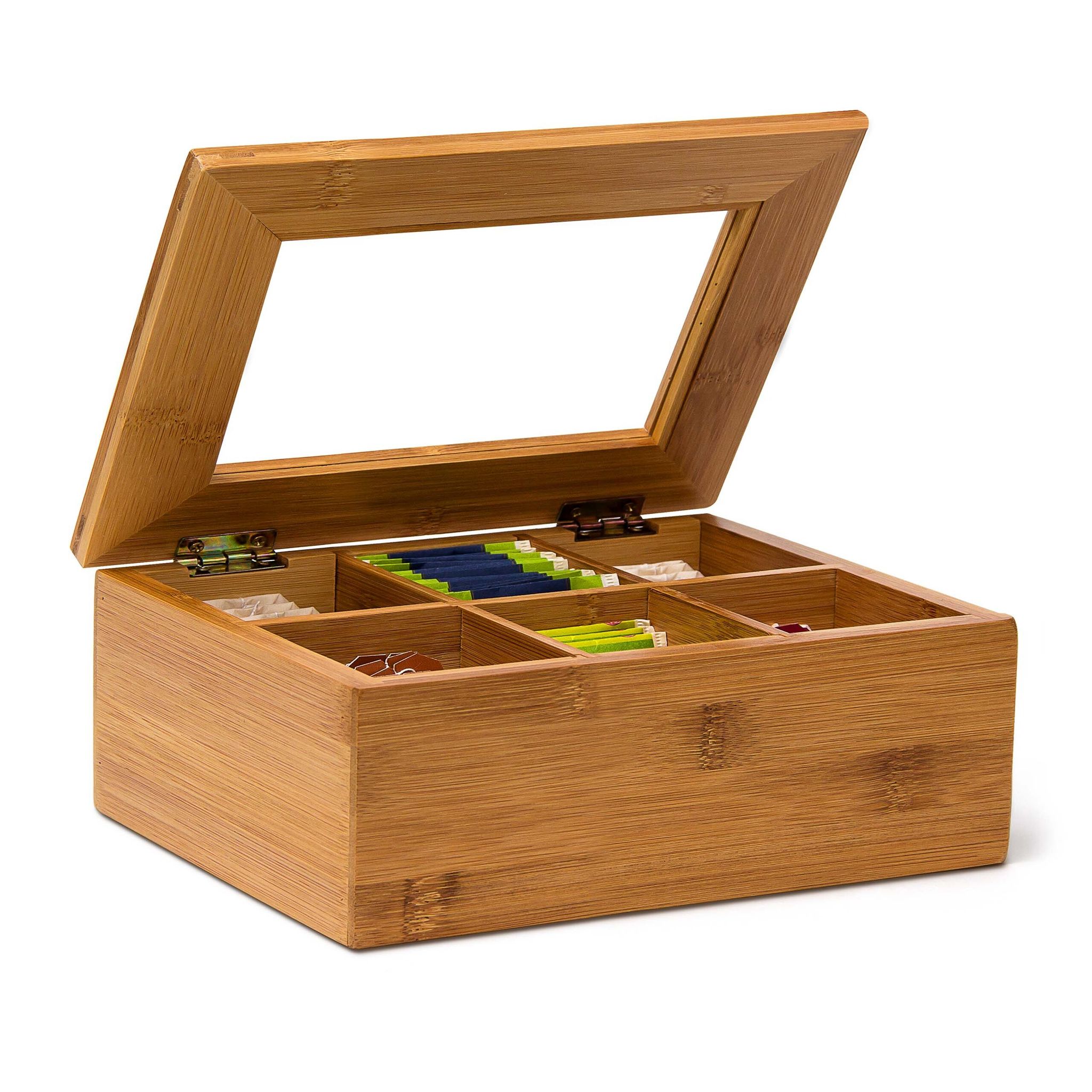 RELAXDAYS Teebox Holz Braun 6 Fächer - Image 2