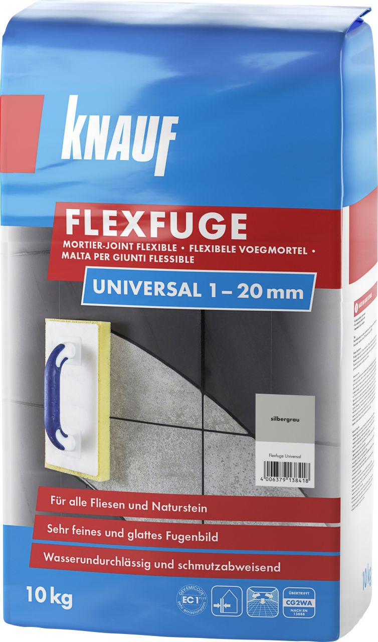 Knauf - Fugenmörtel Flexfuge Universal 1 - 20 Mm Silbergrau 10 Kg Fugenmörtel