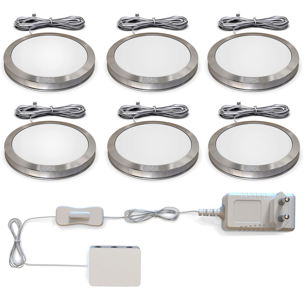 B.k.licht - 6 Spots Sous Meuble Led Éclairage Armoire Élément Cuisine