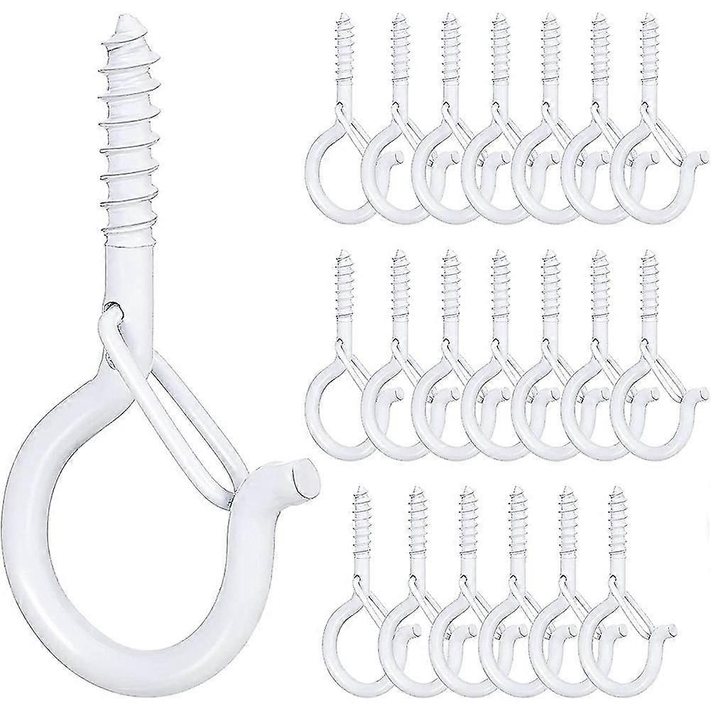 Crochet en Q à visser pour plafond et bois, métal blanc, 55 mm, lot de 20