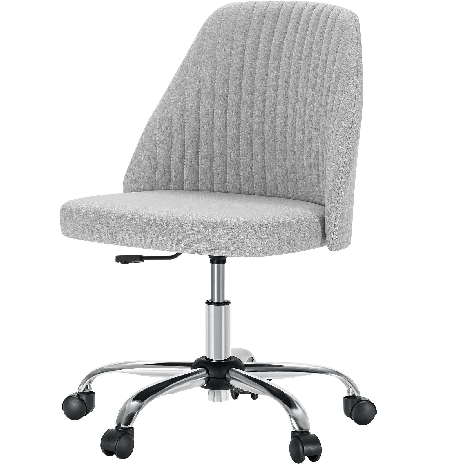 Chaise De Bureau Pivotante Réglable Sans Accoudoirs En Tissu Gris