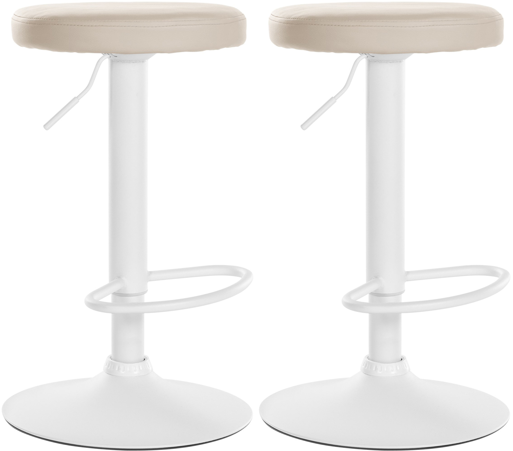 Clp - Lot De 2 Tabourets De Bar Ponte En Similicuir Crème Métal Blanc