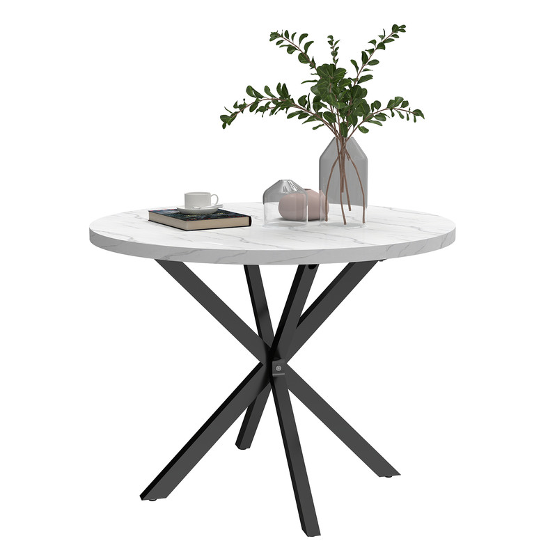 Wokaka - Table À Manger – Motif Marbre – Design Table Ronde – 100 X 77