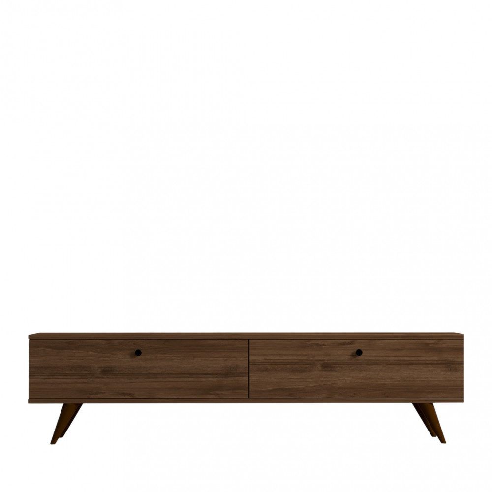 Drawer - Meuble Tv 2 Portes En Bois L160cm - Bois Foncé - Yara