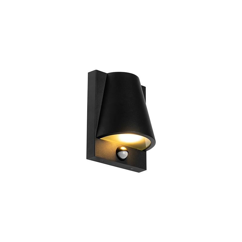 Qazqa Outdoor Wall Light Black Ip44 With Motion Sensor - Femke