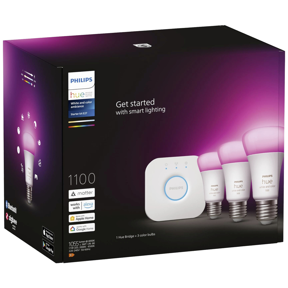 Philips Hue White & Color Ambiance Starter-Set: E27 - Smarte Lampe A60 Dreierpack - Image 6