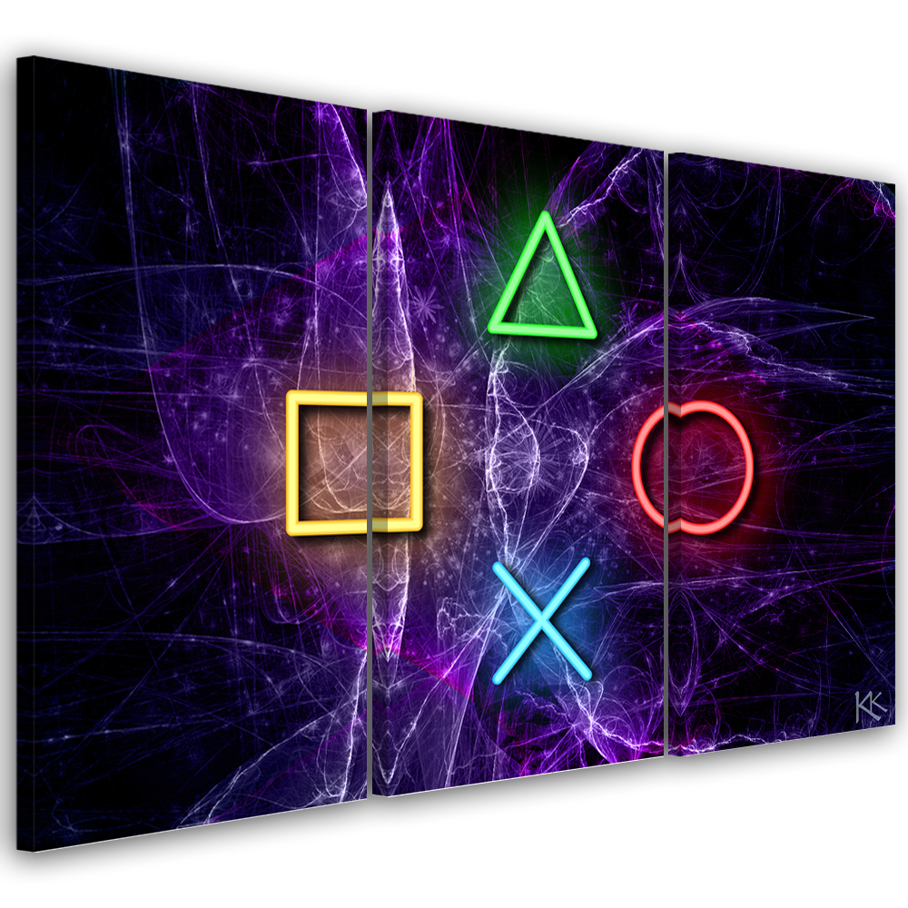 Gbshop - Quadro Su Tela 3 Paneli, Pulsanti Per Il Controller - 60x40