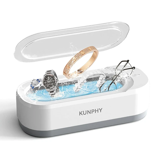 Nettoyeur à ultrasons 350 ml, bain de nettoyage 46 kHz pour lunettes, bijoux et prothèses dentaires