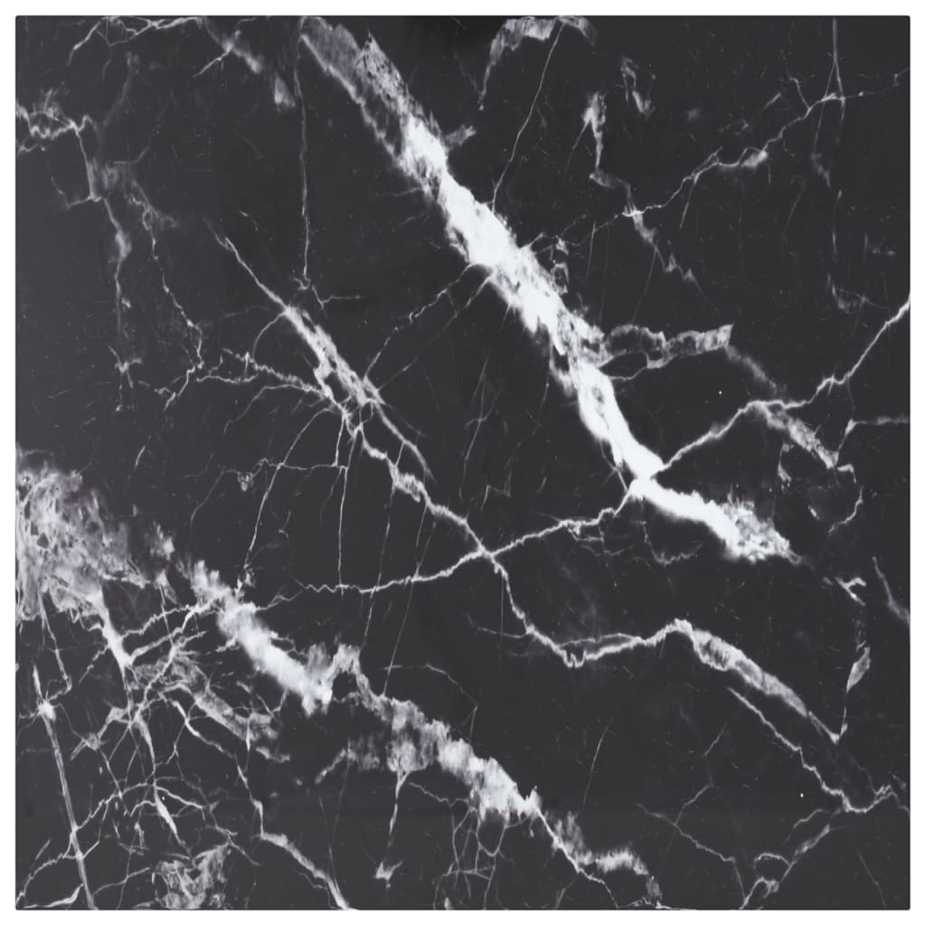 Vidaxl Schwarz Tischplatte 80X80 Cm 6 Mm Glas Mit Marmormuster
