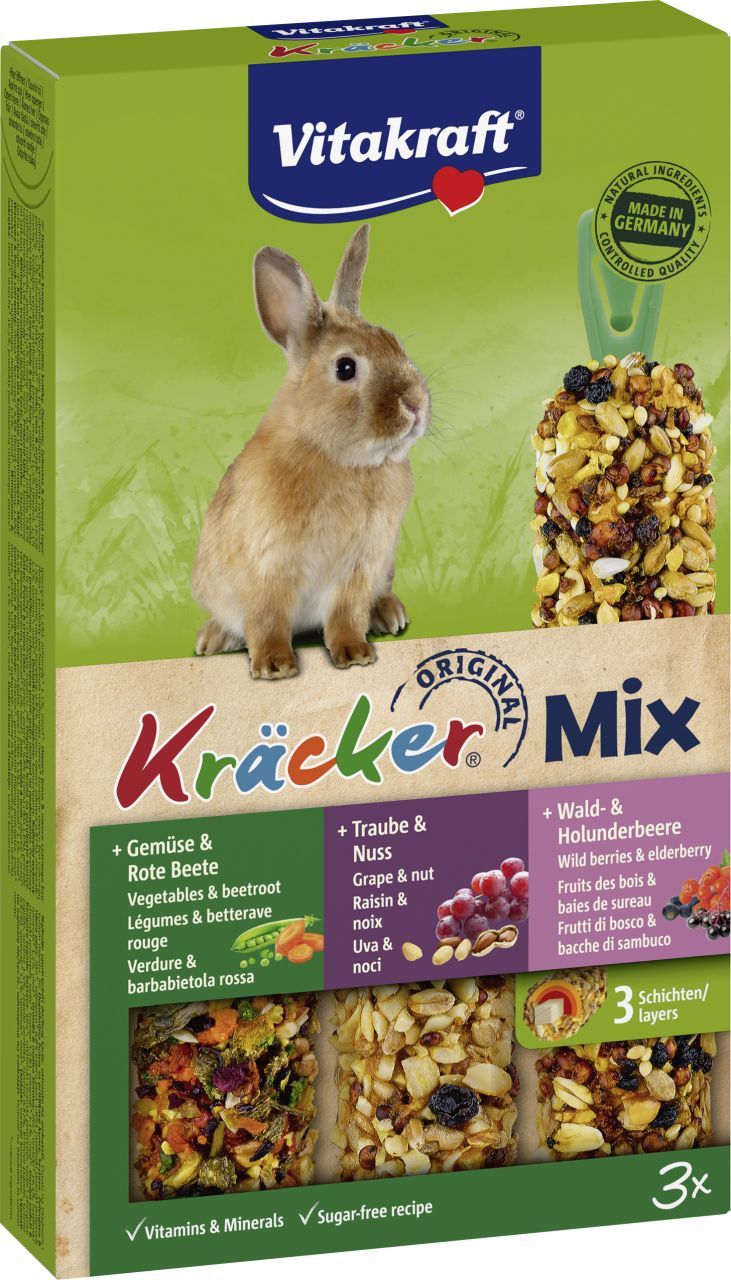 Vitakraft Rote Kaninchen-Cracker-Mix Gemüse/Traube-Nuss/Waldbeeren 3 X 56 G - Image 4