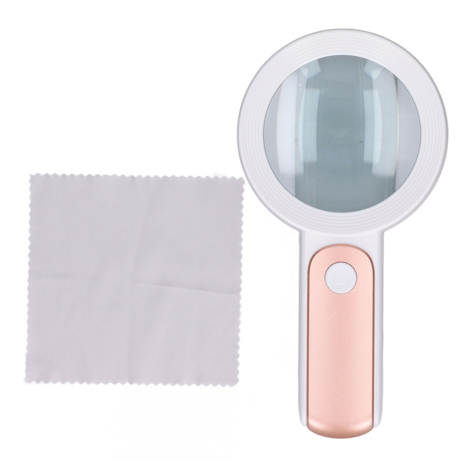 Loupe à main 30x en verre optique avec lampe LED 18 lumières, corps ABS ultra-léger, rose et blanc