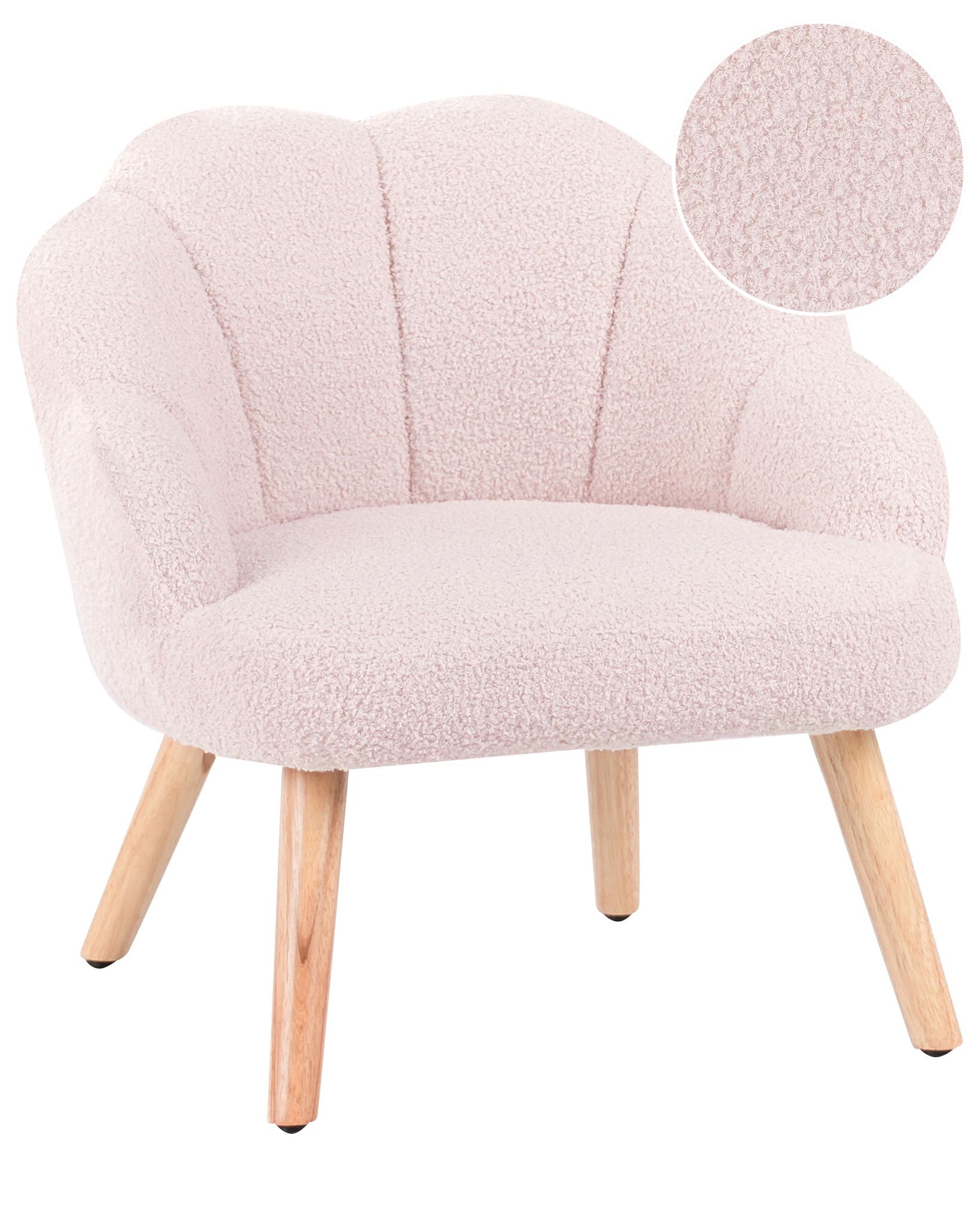 Beliani - Fauteuil Pour Enfants En Bouclé Rembourré Avec Pieds En Bois