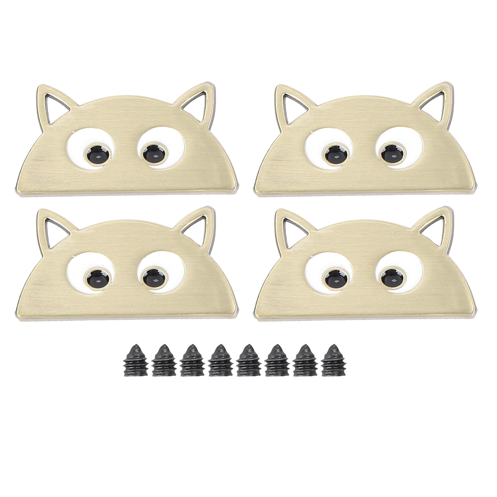 Boucles métalliques demi-cercle motif cartoon, bronze, 3,5 x 1,5 cm, 8 vis fournies, lot de 4