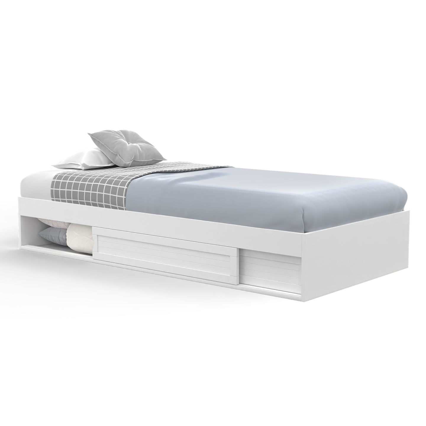 Idmarket - Cadre De Lit Simple Salem Avec Rangement Et Sommier 90 X 190