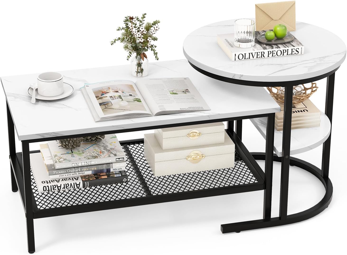 Costway - Tables Basses Gigognes Lot De 2