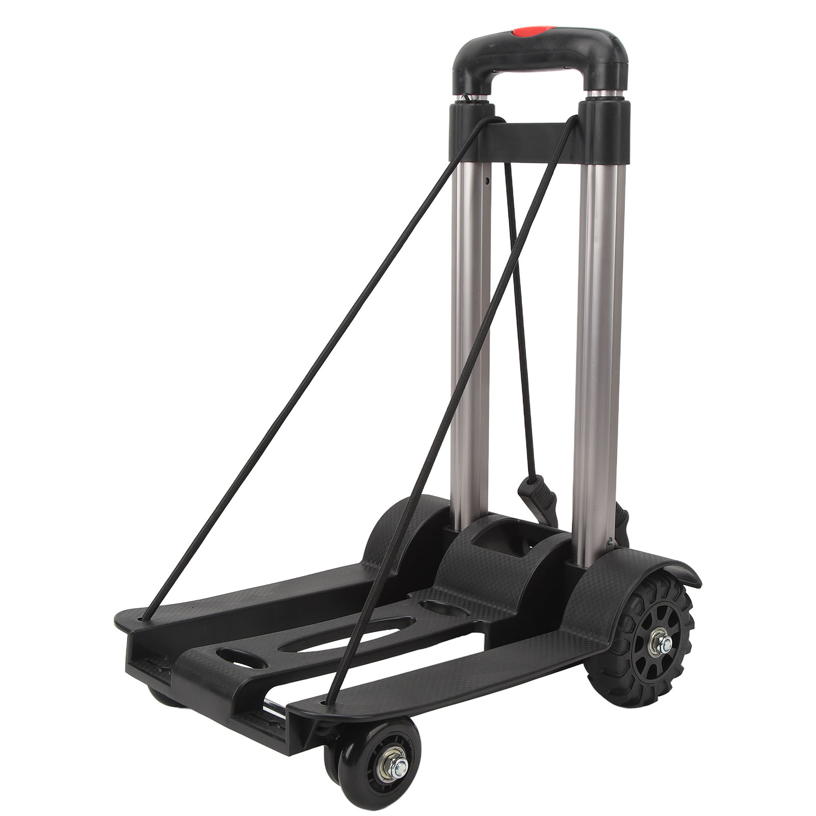 Chariot pliant en alliage d'aluminium, charge 50 kg, poignée 0,96 m, pliage 34 x 25 x 11 cm, sangles élastiques