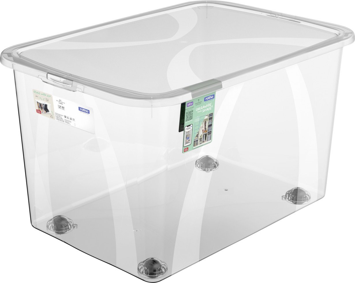 Rotho Transparent Aufbewahrungsbox Lona Mit Rollen Und Deckel 50 L Aufbewahrungsbox