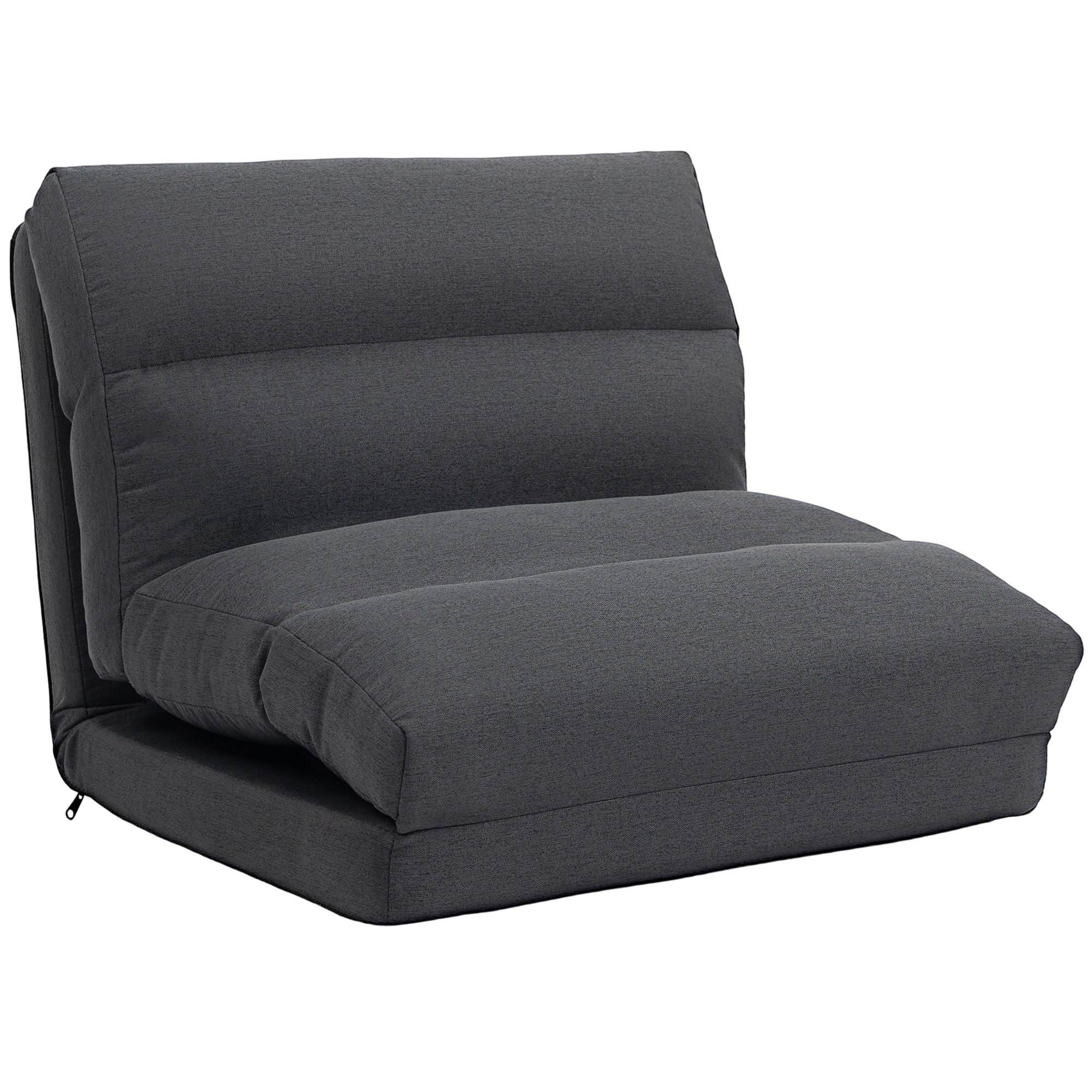 Pouf Convertible En Lit Dossier Inclinable Pliable 120 Kg Lit D’appoint 70x72x56 Cm Gris Foncé