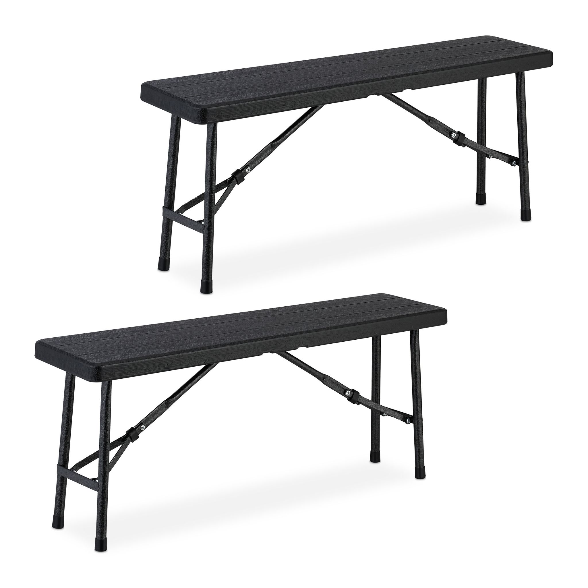 Relaxdays - Set Of 2 Picnic Benches, Foldable, For Pub, Garden Or Campsite, Up To 150kg Each, Hwd, 42 X 100 X 25 Cm, Black