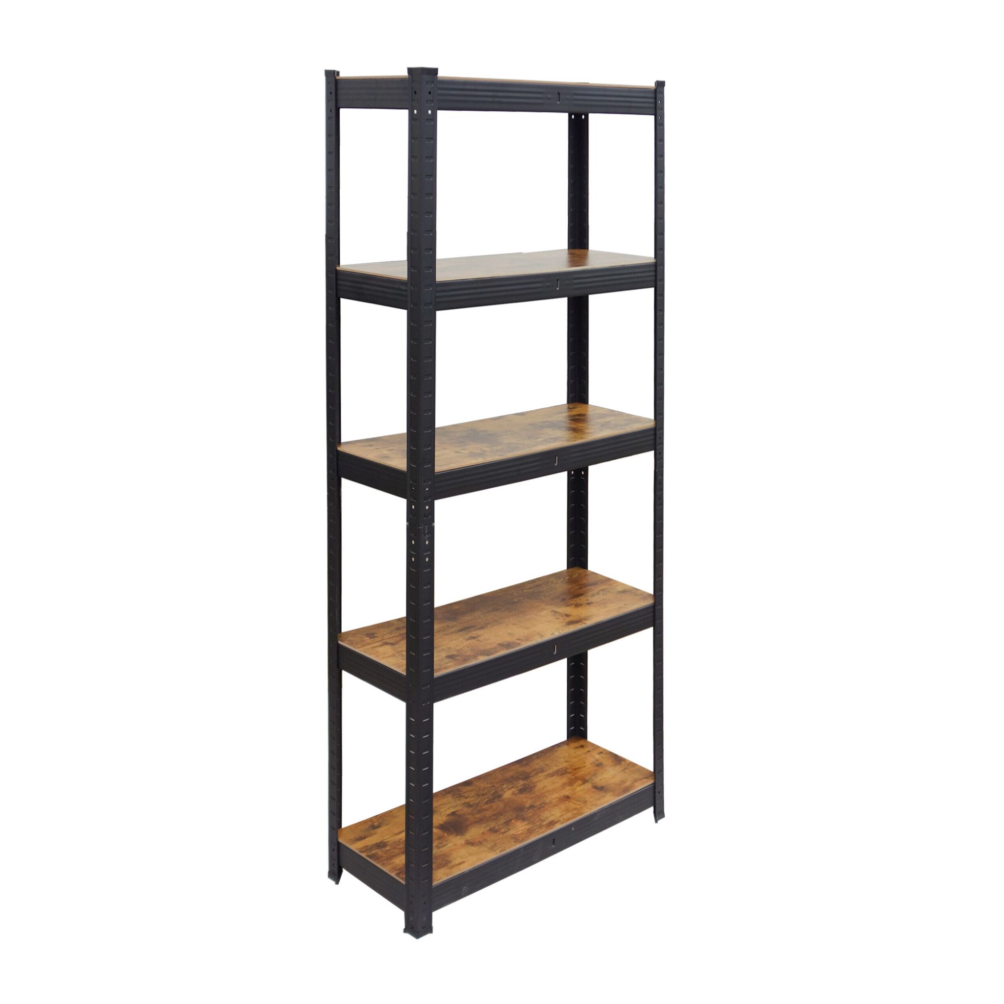 Relaxdays Heavy-duty Shelving Unit, 500 Kg, H X W X D 180 X 75 X 30 Cm, 5 Shelves, Wood-effect, Steel & Mdf, Black/brown