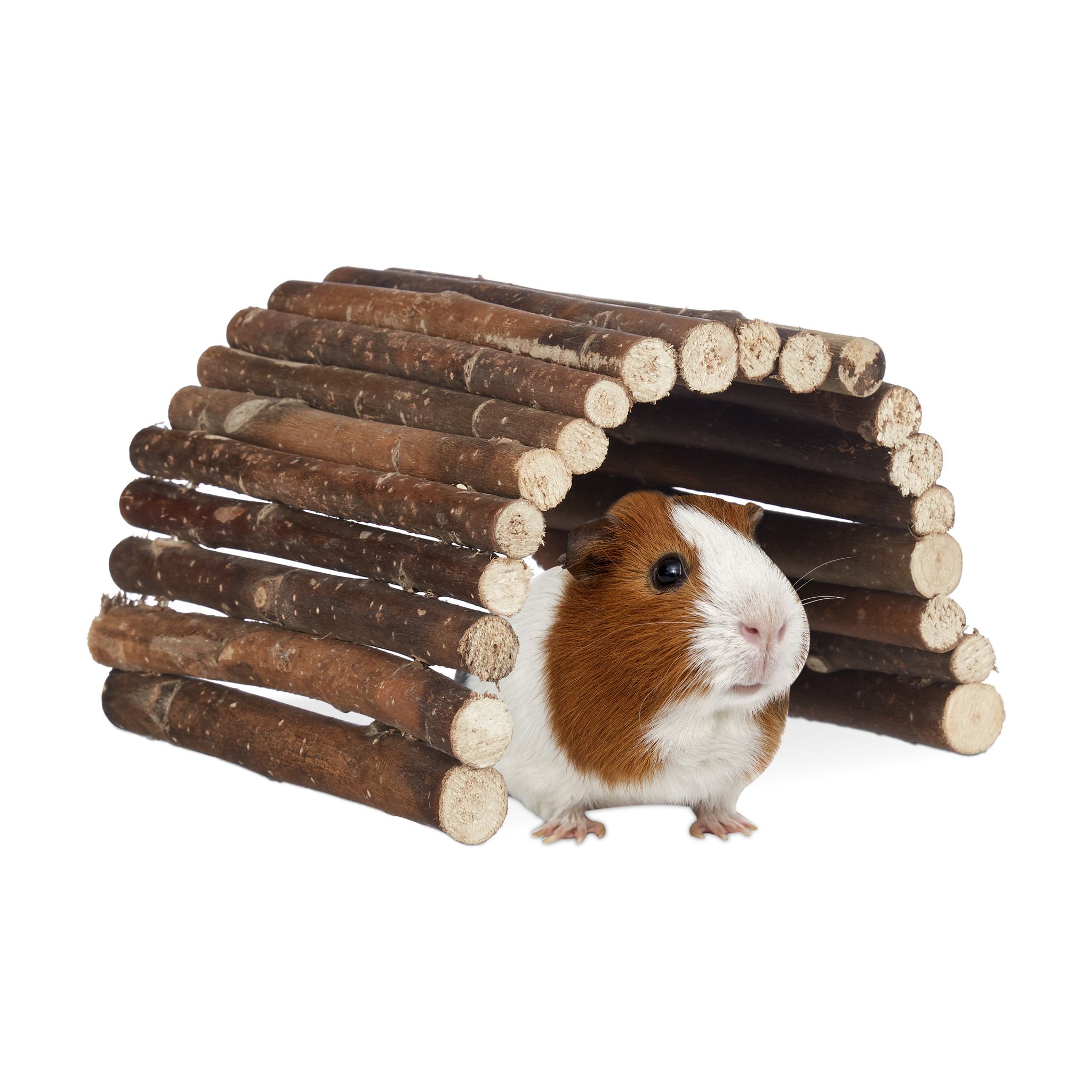 Relaxdays 10x Natural Wooden Small Animal Rodent Tunnel Tube, Flexible, Schima, Hwd 2x29x17 Cm