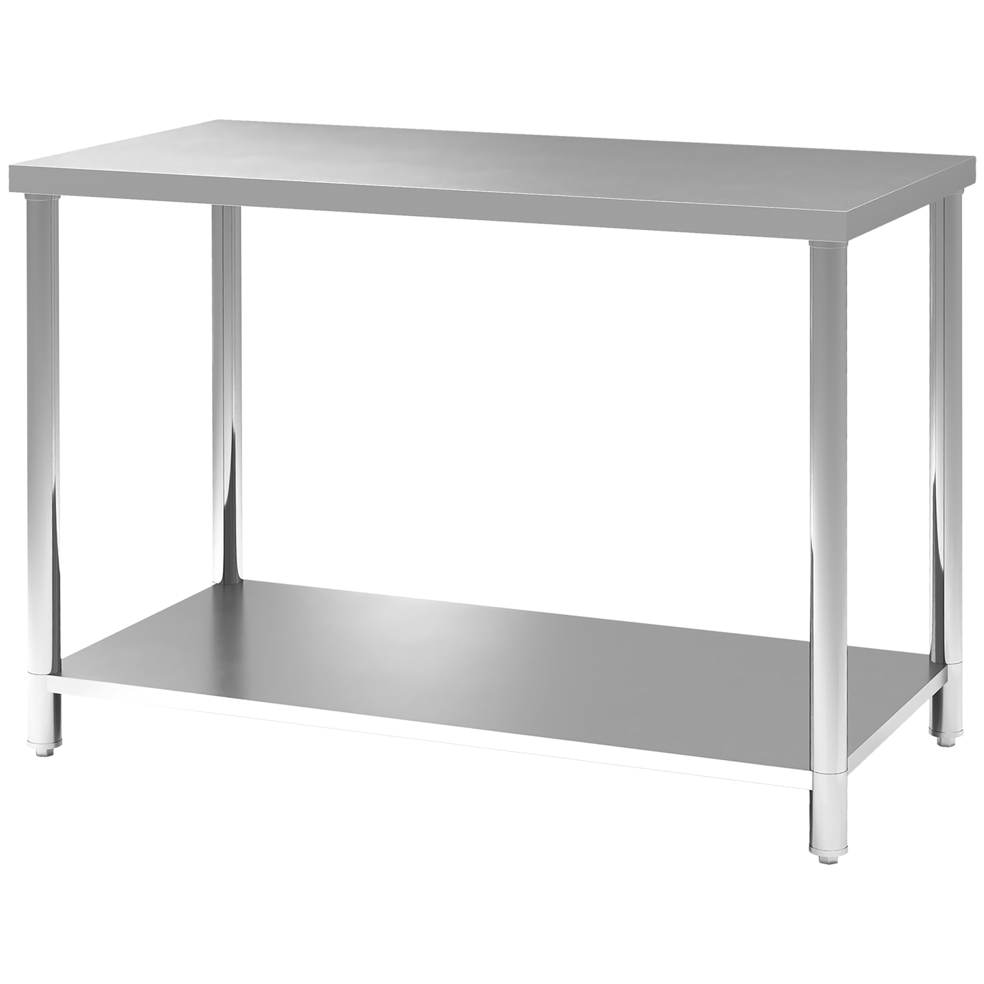 Table de travail en acier inoxydable avec étagère, 120x60x86 cm, charge 100 kg