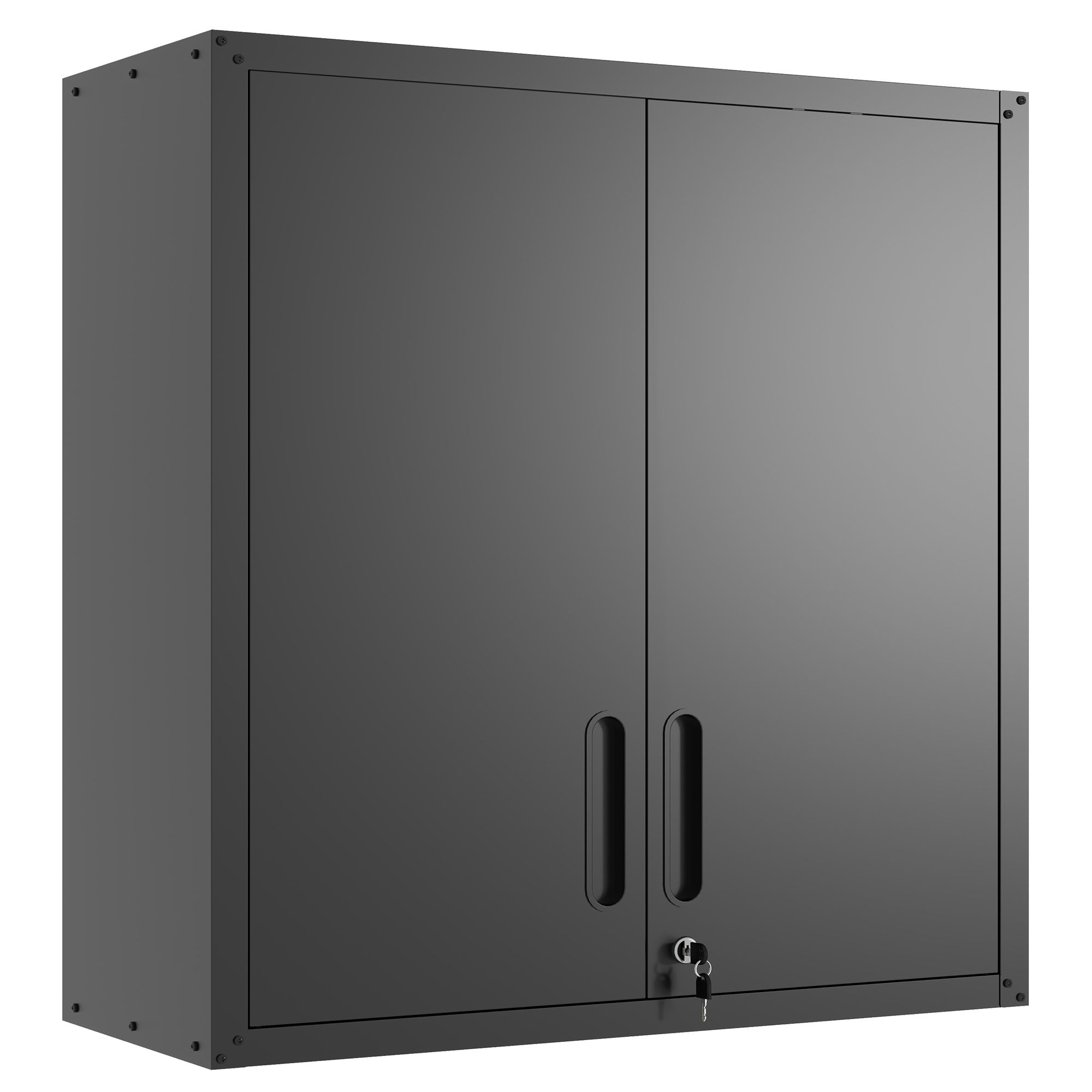 Armoire murale d'atelier en acier, 2 portes verrouillables, étagère réglable, 77 × 75 × 30 cm, noir