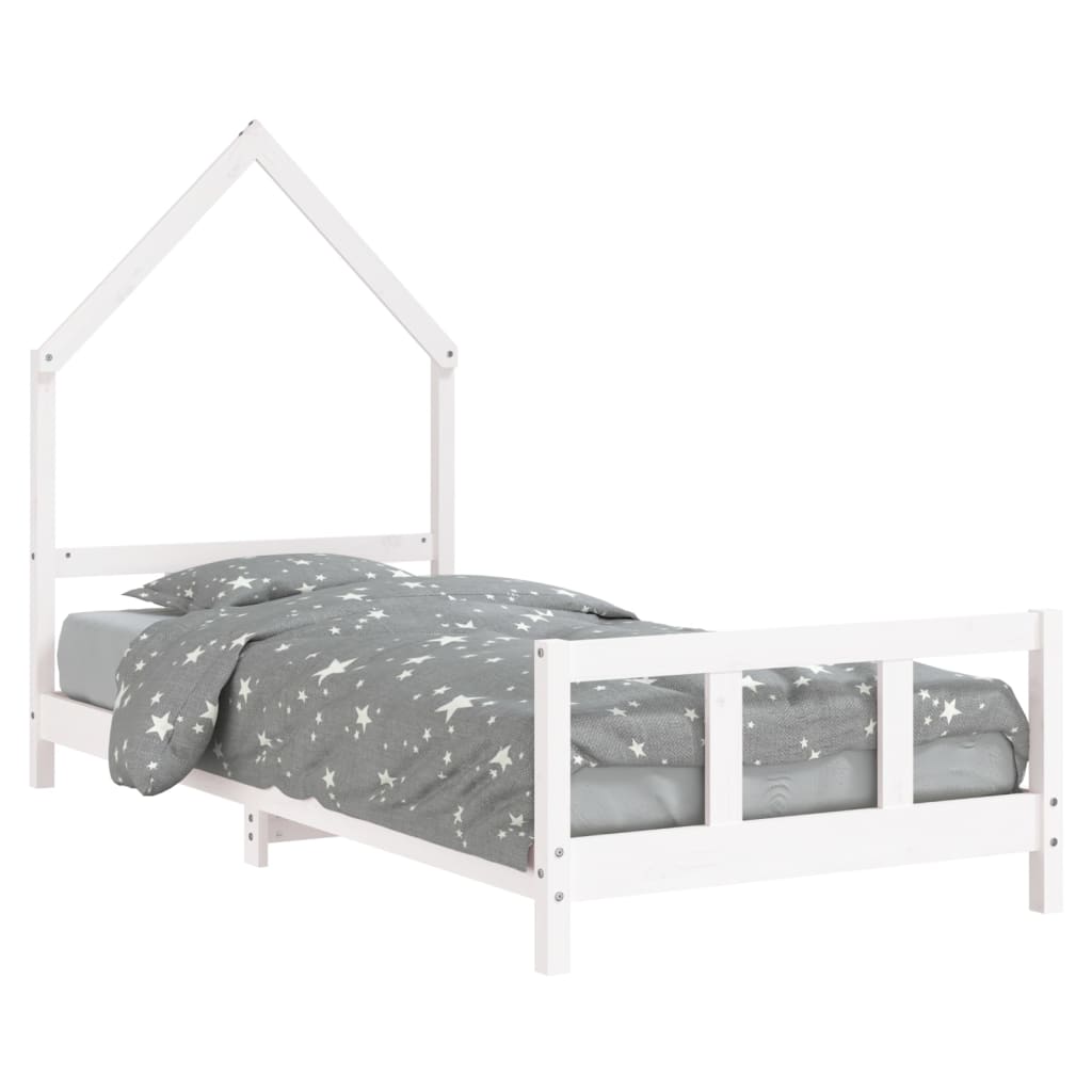 Lit Simple,lit Enfant,cadre De Lit Pour Enfants Blanc 90x200 Cm Bois De Pin Massif Cfw4471113