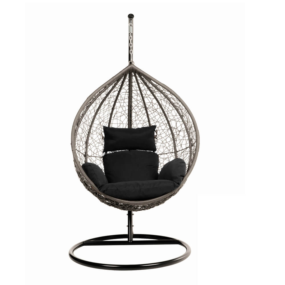 HOME DELUXE Polyrattan Hängesessel mit Gestell CIELO - Schwarz