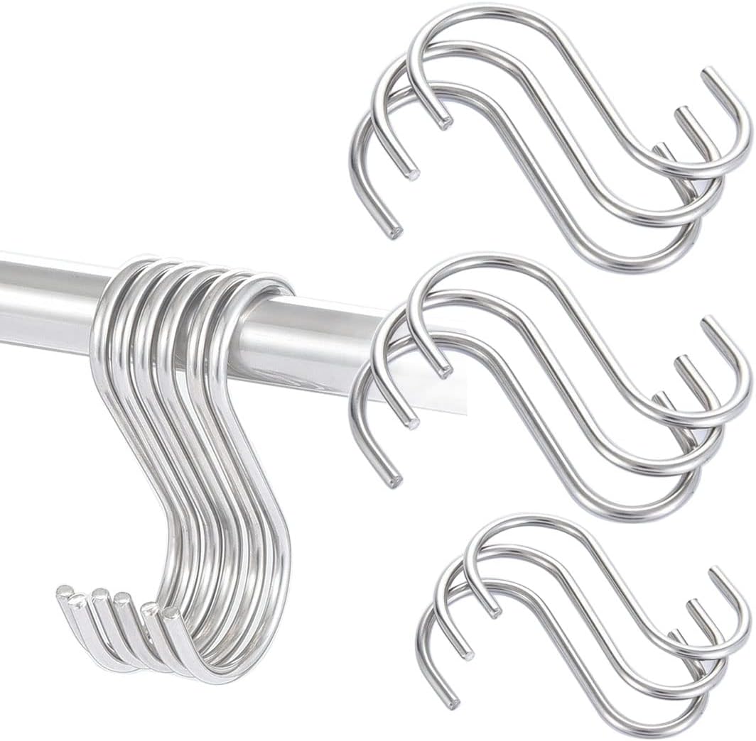 Crochet en S en acier inoxydable SUS 304, double ouverture, lot de 20