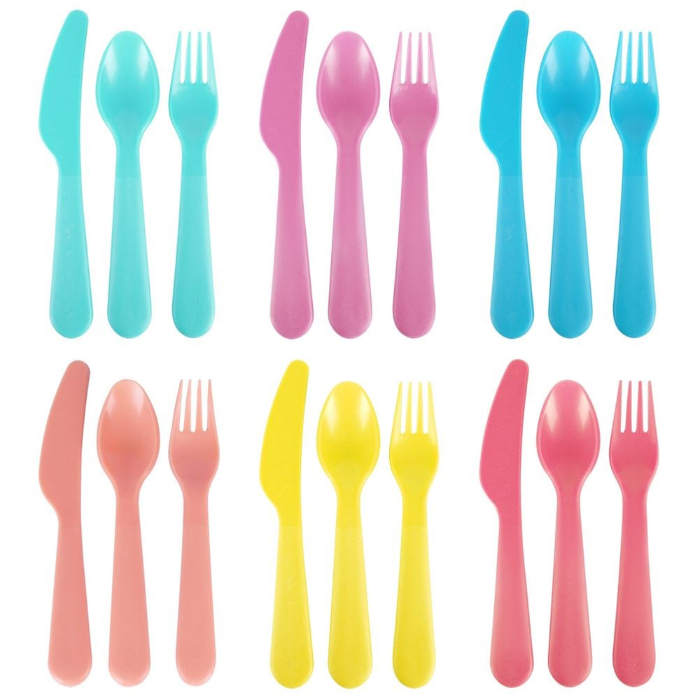 Excellent Mehrfarbig Kunststoff-Besteckset Für 6 Personen, 18-Teilig.