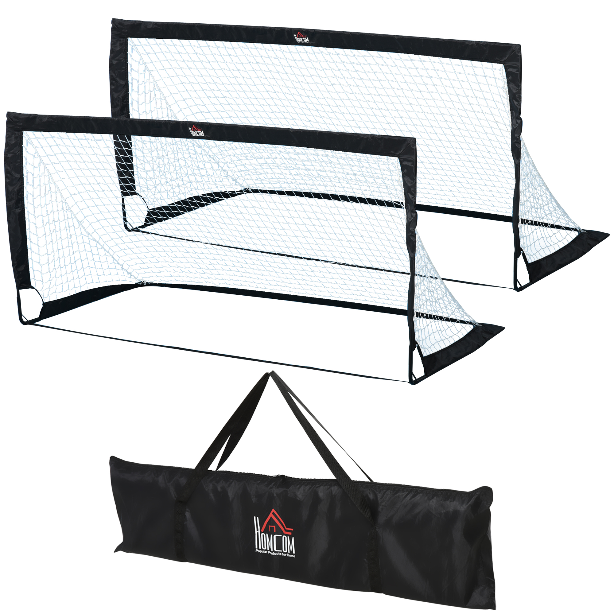Fußballtor 2er Set Faltbar 183 X 90 X 90 Cm Fussballtor Mit Tragetasche Wetterfest Outdoor Fußball Tore Für Erwachsene Fußballtore Für Garten Training Freizeit Schwarz - Homcom