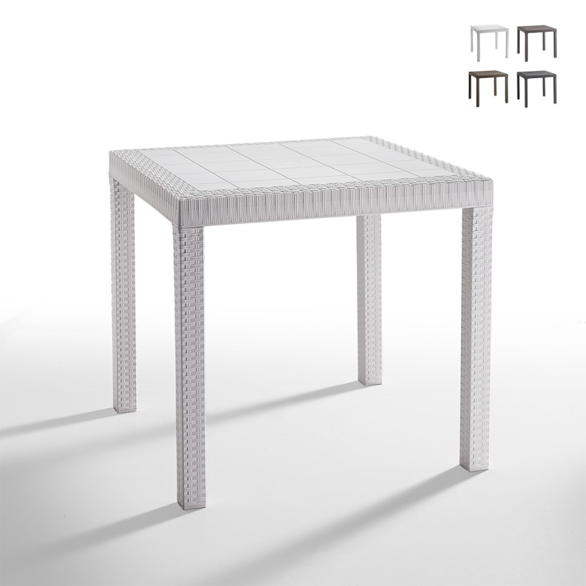 Table Dallas En Polypropyle'ne Effet Rotin Cm 80x80x74 Mobilier