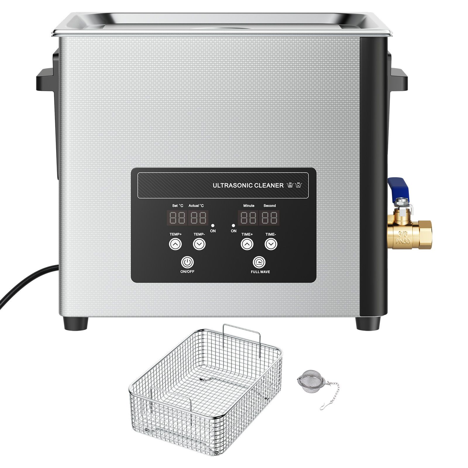 Nettoyeur à ultrasons 10 L 180 W 40 kHz en acier inoxydable, panier et écran numérique, pour montres, bijoux et pièces mécaniques