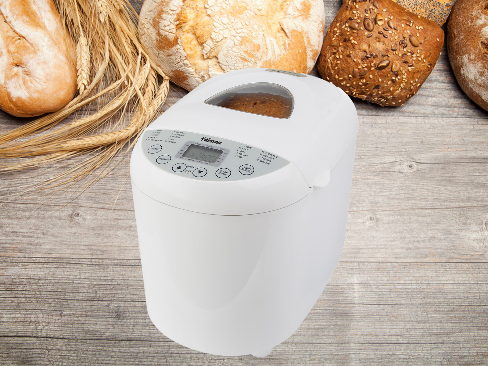 Tristar Weiß - Brotbackautomat Mit Timer - Für 1000G Brote - 19 Programme - 550 Watt