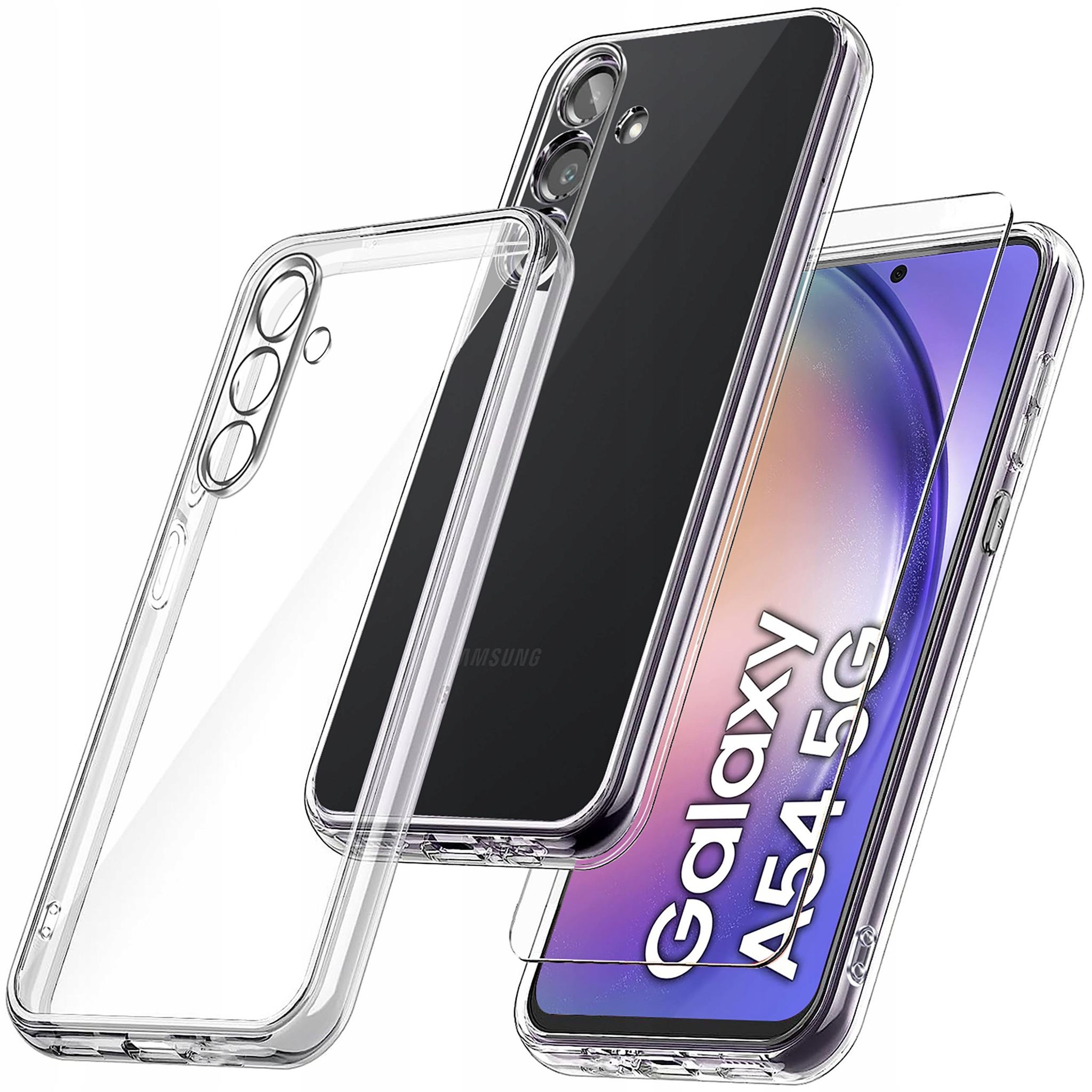 Oem Transparent Hülle Für Samsung Galaxy A54 5G Verstärkt 360° Klar + Glas