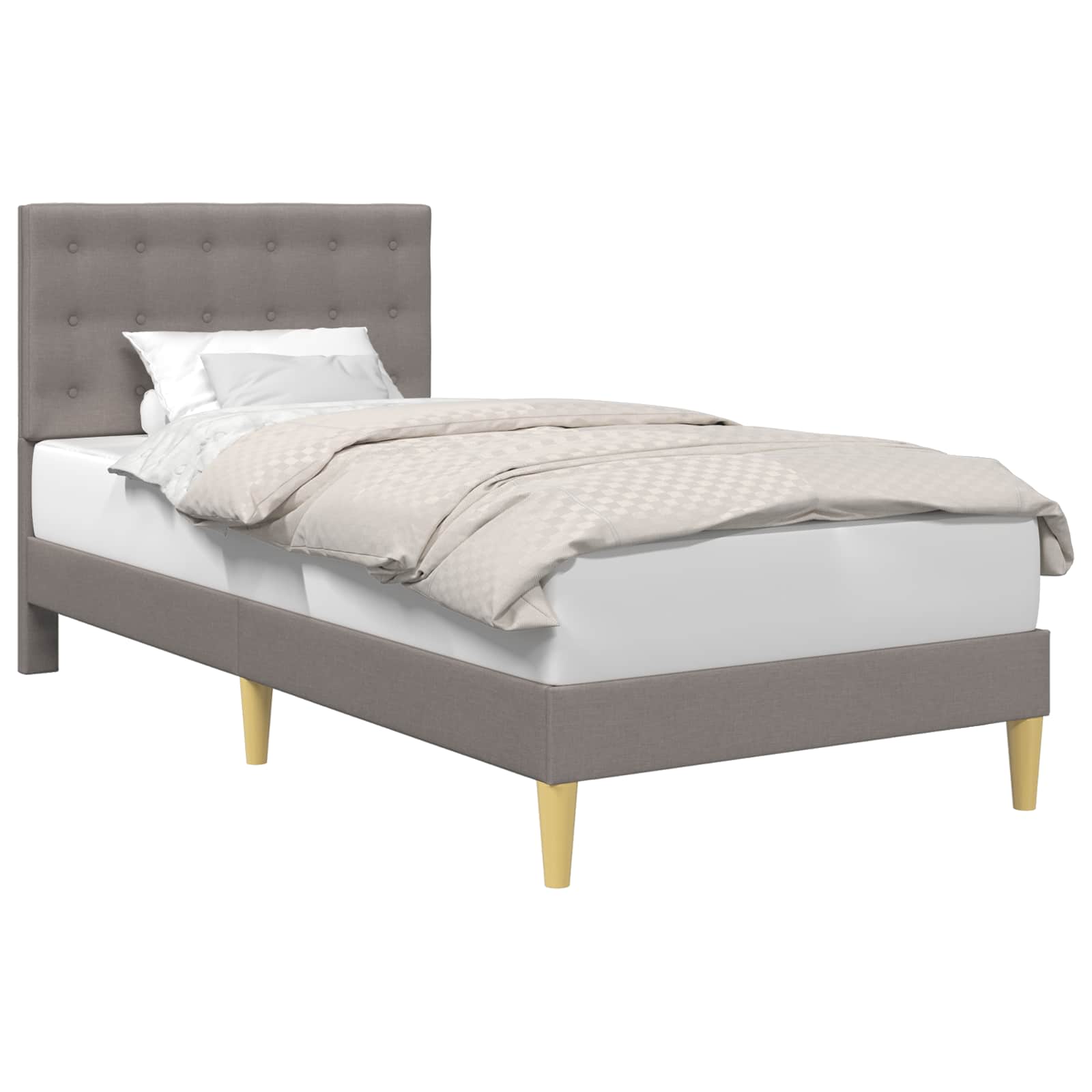 Cadre De Lit Avec Tête De Lit Taupe 90 X 190 Cm Tissu Vidaxl