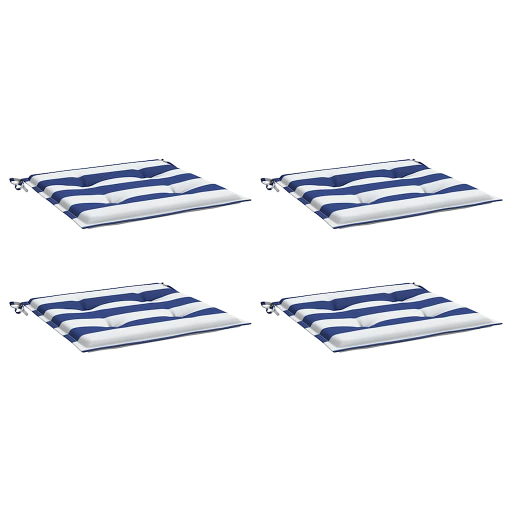Chair Cushions 4 Pcs Blue&white Stripe 50x50x4 Cm Fabric Vidaxl