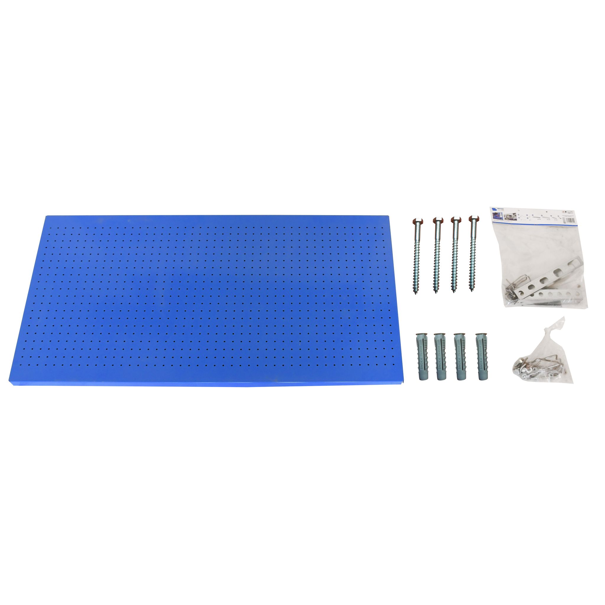 Panneau mural perforé porte-outils 600 x 1200 mm, 25 crochets, bleu
