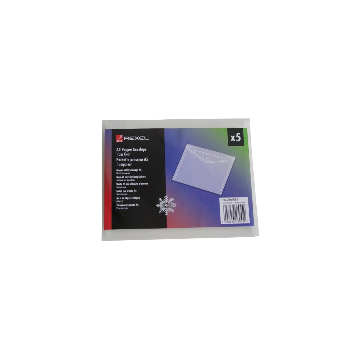 Rexel 2101658 Dokumententaschen Ice ( A5 quer klar) 5 Stück transparent klar - Bild 2